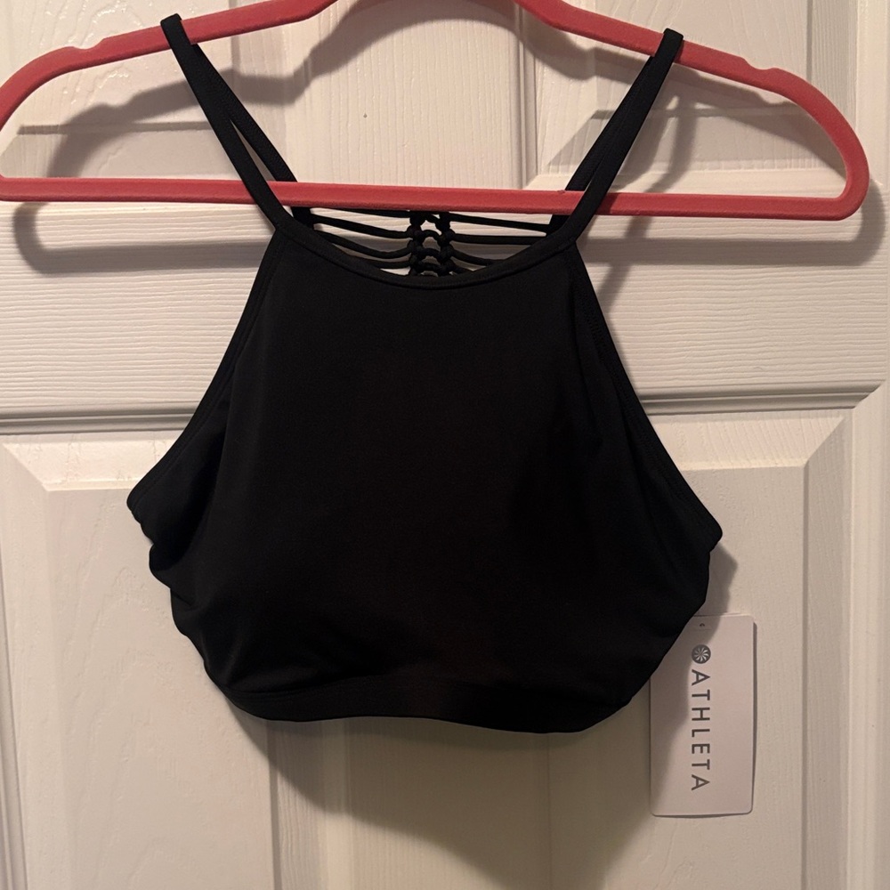 Athleta Black High-Neck Strappy Back Sports Bra